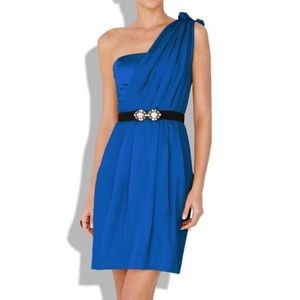 Bcbg one shoulder silk dress